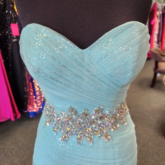 Precious Formals P21040 Size 6 Aqua Prom Dress/Formal Gown - Picture 2 of 8